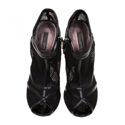 مملوكة مسبقًا Dolce and Gabbana Black Mesh Peep Toe Booties Size 39