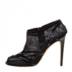 مملوكة مسبقًا Dolce and Gabbana Black Mesh Peep Toe Booties Size 39