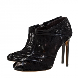 مملوكة مسبقًا Dolce and Gabbana Black Mesh Peep Toe Booties Size 39