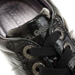 Pre Owned Dolce and Gabbana Black Patent Sneakers Size 40