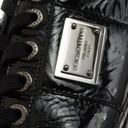 Pre Owned Dolce and Gabbana Black Patent Sneakers Size 40