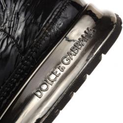 Pre Owned Dolce and Gabbana Black Patent Sneakers Size 40