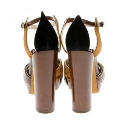 Pre Owned Dolce and Gabbana Brown Suede & Leather Sandals Size 37.5