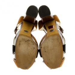 Pre Owned Dolce and Gabbana Brown Suede & Leather Sandals Size 37.5