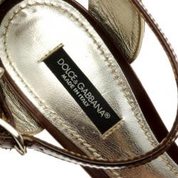 Pre Owned Dolce and Gabbana Brown Suede & Leather Sandals Size 37.5