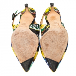 Pre Owned Dolce and Gabbana Multicolor Artistic Print Canvas Slingback Sandals Size 37.5
