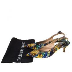 Pre Owned Dolce and Gabbana Multicolor Artistic Print Canvas Slingback Sandals Size 37.5