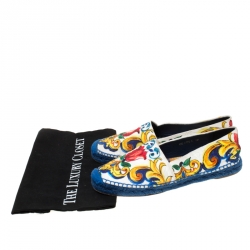 Pre Owned Dolce and Gabbana Multicolor Majolica Print Canvas Espadrilles Flats Size 39