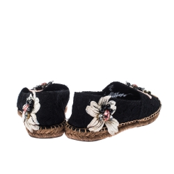 مملوكة مسبقًا حذاء اسبادريل دولتشي أند غابانا مزخرف مورد سليب أون دانتيل أسود مقاس 40