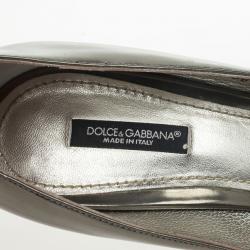 Pre Owned Dolce and Gabbana Metallic Peep Toe Pumps Size 38.5