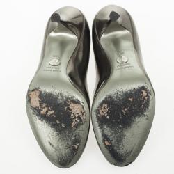 Pre Owned Dolce and Gabbana Metallic Peep Toe Pumps Size 38.5