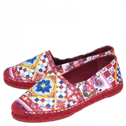 Pre Owned Dolce & Gabbana Multicolor Leather Espadrille Loafers Size 38