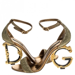 Pre Owned صندل دولتشي أند غابانا مقدمة مفتوحة كعب مرتفع بيت لوركس ذهبي مقاس 38.5