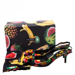Pre Owned Dolce and Gabbana Multicolor Tropical Print Brocade Fabric Bellucci Slingback Sandals 41