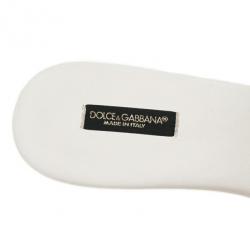 Dolce and Gabbana White Crystal Wooden Mules Size 38