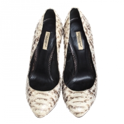 مملوكة مسبقًا Dolce & Gabbana Beige and Brown Python Pumps Size 38