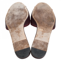 مملوكة مسبقًا Dolce and Gabbana Burgundy Lizard Embossed Leather Sofia Slides Size 38