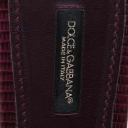 مملوكة مسبقًا Dolce and Gabbana Burgundy Lizard Embossed Leather Sofia Slides Size 38
