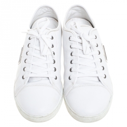 Pre Owned Dolce & Gabbana White Leather Lace Low Top Sneakers Size 38
