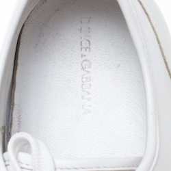 Pre Owned Dolce & Gabbana White Leather Lace Low Top Sneakers Size 38