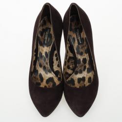 مملوكة مسبقًا Dolce and Gabbana Brown Suede Pumps Size 37.5 