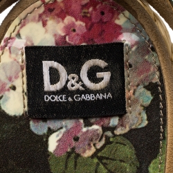 Pre Owned Dolce & Gabbana Multicolor Floral Patent Leather Wedge Platform Ankle Strap Sandals Size 39