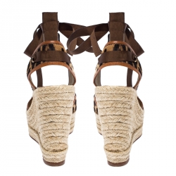 مملوكة مسبقًا إسبادريل كعب روكي دولتشي أند غابانا ملتف حول الكاحل جلد وشعر حصان نقش الفهد مقاس 37