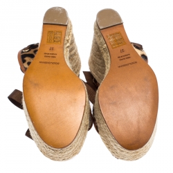 مملوكة مسبقًا إسبادريل كعب روكي دولتشي أند غابانا ملتف حول الكاحل جلد وشعر حصان نقش الفهد مقاس 37