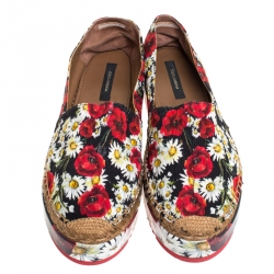 Pre Owned حذاء إسبادريل فلات دولتشي أند غابانا طباعة مزركشة أصفر ليموني نعل سميك مقاس 39