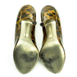 Pre Owned Dolce and Gabbana Leopard Print Peep Toe Pumps Size 39 