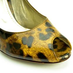 Pre Owned Dolce and Gabbana Leopard Print Peep Toe Pumps Size 39 
