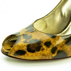 Pre Owned Dolce and Gabbana Leopard Print Peep Toe Pumps Size 39 