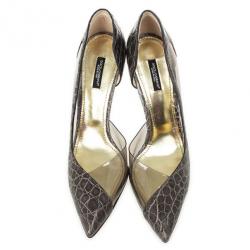 مملوكة مسبقًا Dolce and Gabbana Croc Embossed Pointed Toe D'orsay Pumps Size 40