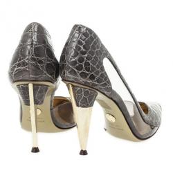 مملوكة مسبقًا Dolce and Gabbana Croc Embossed Pointed Toe D'orsay Pumps Size 40