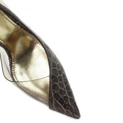 مملوكة مسبقًا Dolce and Gabbana Croc Embossed Pointed Toe D'orsay Pumps Size 40