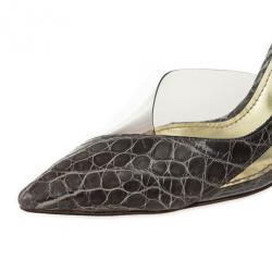 مملوكة مسبقًا Dolce and Gabbana Croc Embossed Pointed Toe D'orsay Pumps Size 40