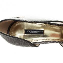 مملوكة مسبقًا Dolce and Gabbana Croc Embossed Pointed Toe D'orsay Pumps Size 40