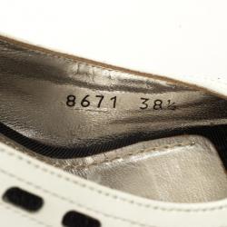 مملوكة مسبقًا Dolce and Gabbana White Bow Peep Toe Pumps Size 38.5