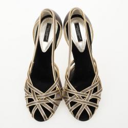 مملوكة مسبقًا Dolce and Gabbana Grey Satin Strappy Pumps Size 39