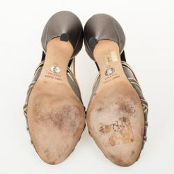 مملوكة مسبقًا Dolce and Gabbana Grey Satin Strappy Pumps Size 39