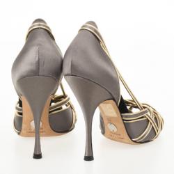 مملوكة مسبقًا Dolce and Gabbana Grey Satin Strappy Pumps Size 39