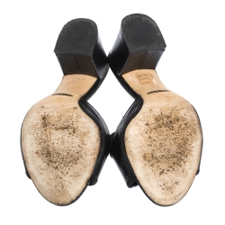 Pre Owned حذاء سلايد دولتشي أند غابانا بكعب سميك جلد سحلية بارز أسود مقاس 38