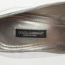 مملوكة  مسبقًا Dolce and Gabbana Silver Embossed Pointed Toe Pumps Size 37.5