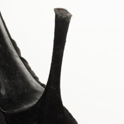 Pre Owned Dolce and Gabbana Black Pleated Satin Peep Toe Pumps Size 36