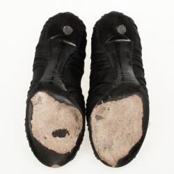 Pre Owned Dolce and Gabbana Black Pleated Satin Peep Toe Pumps Size 36