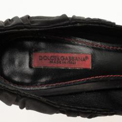 Pre Owned Dolce and Gabbana Black Pleated Satin Peep Toe Pumps Size 36