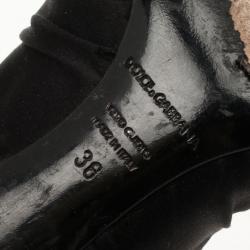 Pre Owned Dolce and Gabbana Black Pleated Satin Peep Toe Pumps Size 36