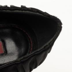 Pre Owned Dolce and Gabbana Black Pleated Satin Peep Toe Pumps Size 36