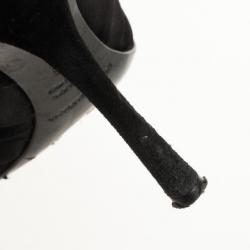 Pre Owned Dolce and Gabbana Black Pleated Satin Peep Toe Pumps Size 36