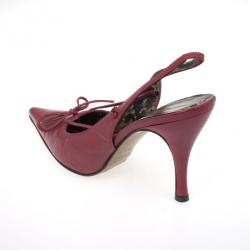 Pre Owned Dolce and Gabbana Red Leather Pointed Toe Slingback Sandals Size 36